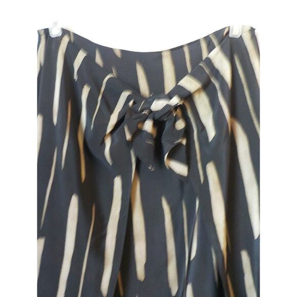 Cache Black Beige Maxi Wrap Skirt Women 8 Tribal Pattern Pencil Split Hem Zip Up - Picture 3 of 12